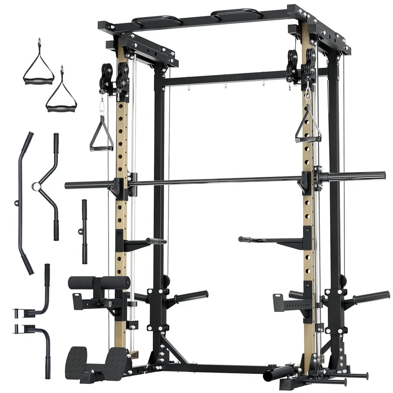 Major Fitness Drone3 Smith Machine, All-in-One Home Gym Power Rack with Cable Crossover, Pull-Up Bars, T-Bar & Squat Station, Heavy-Duty Full-Body Workout for Strength Training (D3SMS-KHA (Rack Only)
