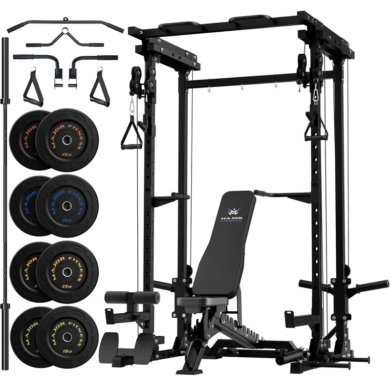 MAJOR FITNESS Drone3 Power Rack, 2500lbs Multi-Function Home Gym Squat Rack with Dual Pulley System, Pull-Up Bar & J-Hooks, Heavy-Duty Steel Frame for Maximum Stability & Strength Training