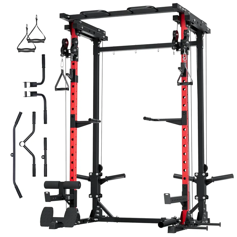 MAJOR FITNESS Drone3 Power Rack, 2500lbs Multi-Function Home Gym Squat Rack with Dual Pulley System, Pull-Up Bar & J-Hooks, Heavy-Duty Steel Frame for Maximum Stability & Strength Training