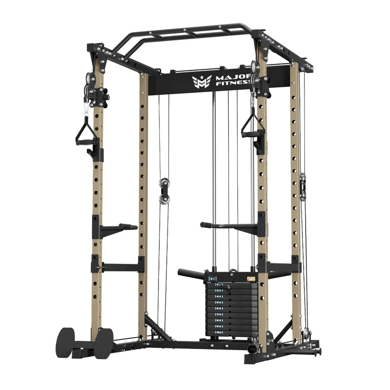 MAJOR FITNESS Drone1 Power Cage - Multi-Function Power Rack for Home Gym, Squat Rack, Cable Crossover System, for Strength Training, Heavy-Duty Steel Construction (D1AW Power cage only, Desert)