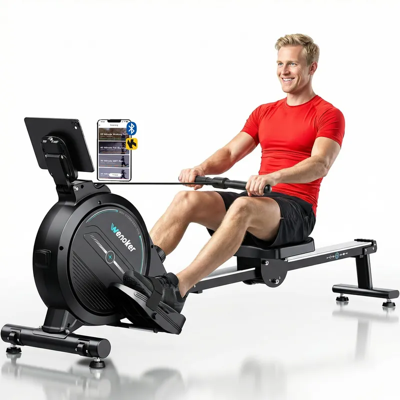 Rowing Machine,Wenoker Magnetic Rower Machine for Home,350 LB Weight Capacity, 16 Levels of Workout Resistance,Bluetooth App Supported LCD Monitor Tablet Holder & Comfortable Seat Cushion