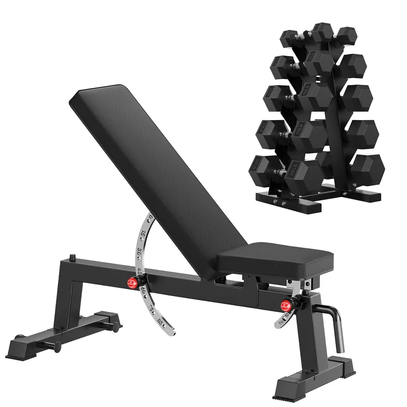 HANDBODE Adjustable Weight Bench for Full Body Workout, 1300 lb Weight Capacity Bench Press Bench of Home Gym Strength Training, Incline Upright Flat Utility Workout Bench with 150 lb Dumbbell Set
