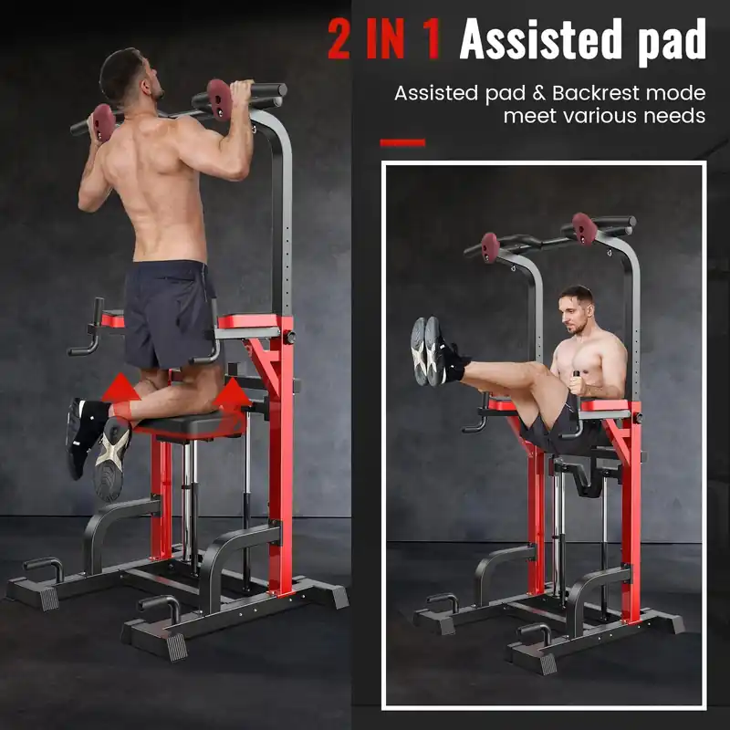 Power Tower Dip Station Pull Up Bar for Fitness Home Gym Workout,450 Pounds Multi-Function Adjustable Height Fitness Strength Training Exercise Equipment