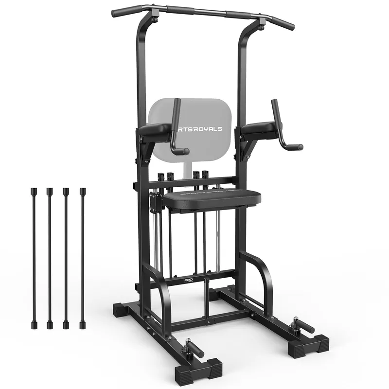 SPORTSROYALS Power Tower Pull Up Bar Station, 450LBS Stable Pull Up Dip Station for Home Gym Strength Training Equipment FED Fitness