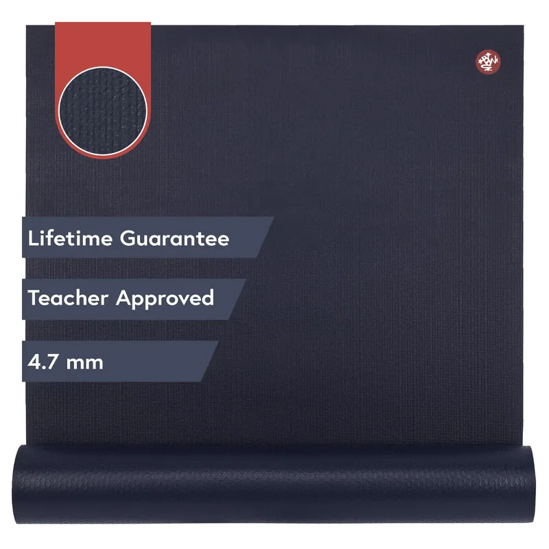 Manduka PROlite Long Yoga Mat 79" - 4.7mm Lifetime Durability Hygienic Construction Teacher Approved 79 x 24 inches Midnight