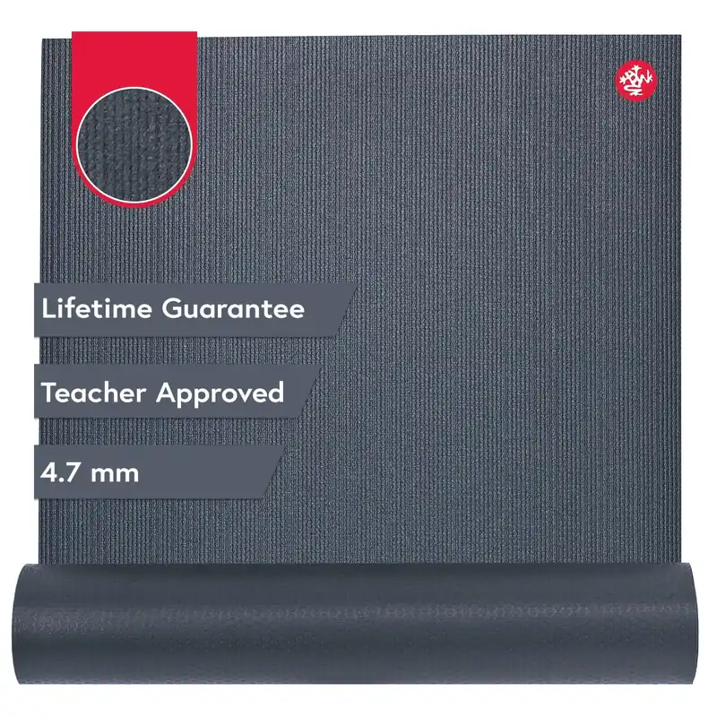 Manduka PROlite Long Yoga Mat 79" - 4.7mm Lifetime Durability Hygienic Construction Teacher Approved 79 x 24 inches Thunder
