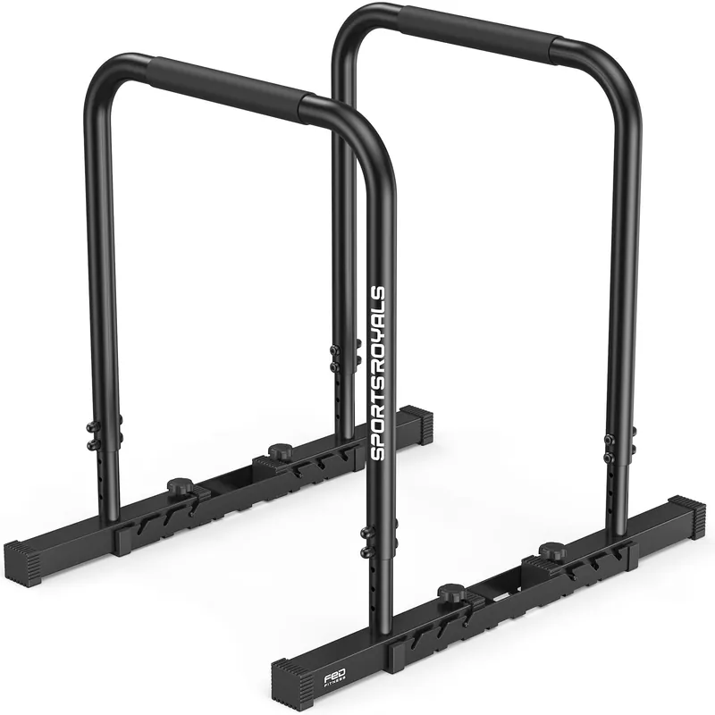 SPORTSROYALS DP2 Dip Station Adjustable Dip Bar, Heavy Duty Parallette & Parallel Bars, 400LBS Stable Dip Stands for Home Gym, Calisthenics & Upper Body Workout Equipment(black)
