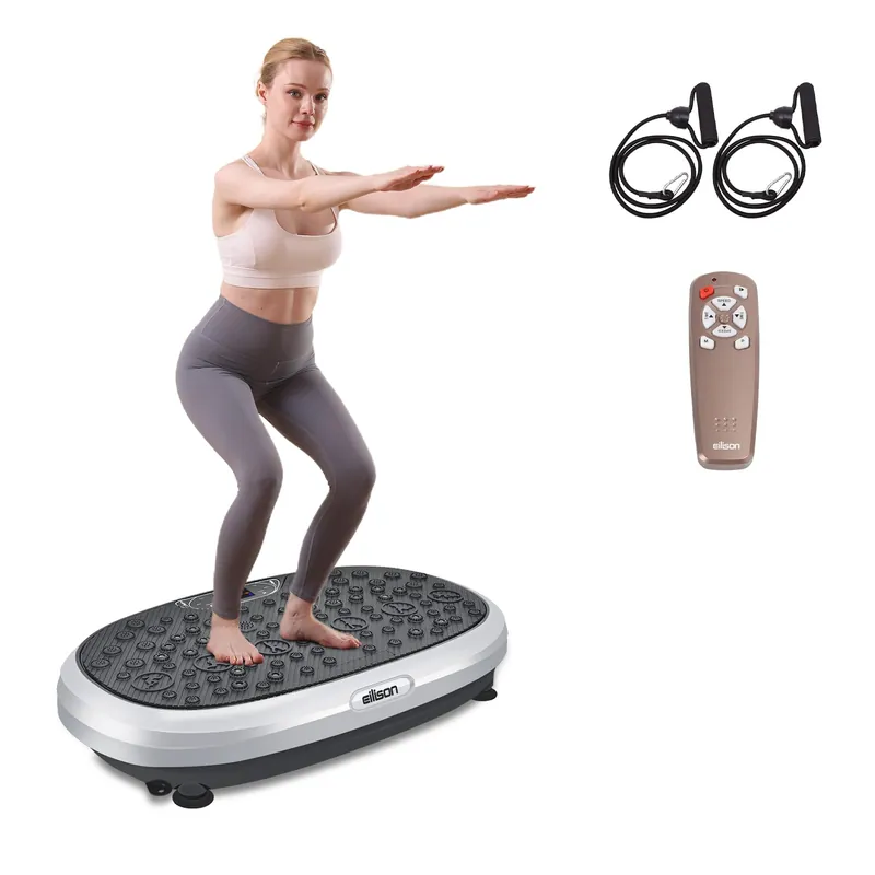 EILISON FitMaxx 3D XL Vibration Plate Exercise Machine - Whole Body Workout Vibration Platform w/Loop Bands - Lymphatic Drainage Machine for Weight Loss, Shaping, Recovery (Fitmaxx Silver)