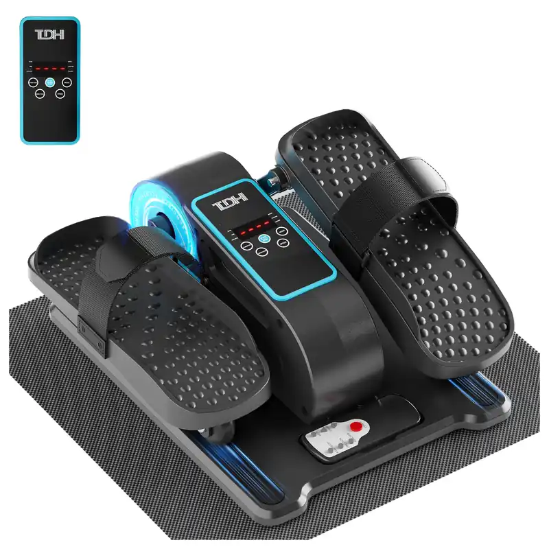 TDH Under Desk Elliptical Machine,Electric Leg Exerciser as Seen on Tv for Seniors Adults,Portable Quiet Pedal Exerciser While Sitting with 12 Adjustable Speed Auto&HR Mode for Home Office (Blue-PRO)