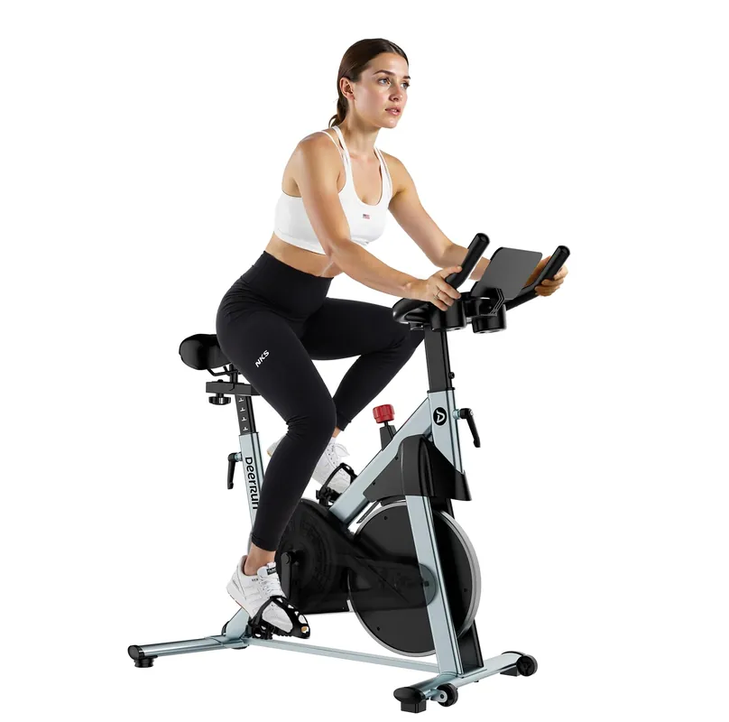 DeerRun Exercise Bike, Indoor Cycling Bike with Adjustable Magnetic Resistance, Low-Noise Belt Drive Stationary Bike for Home Cardio, 300 lb Capacity, Device Mount & LCD Monitor
