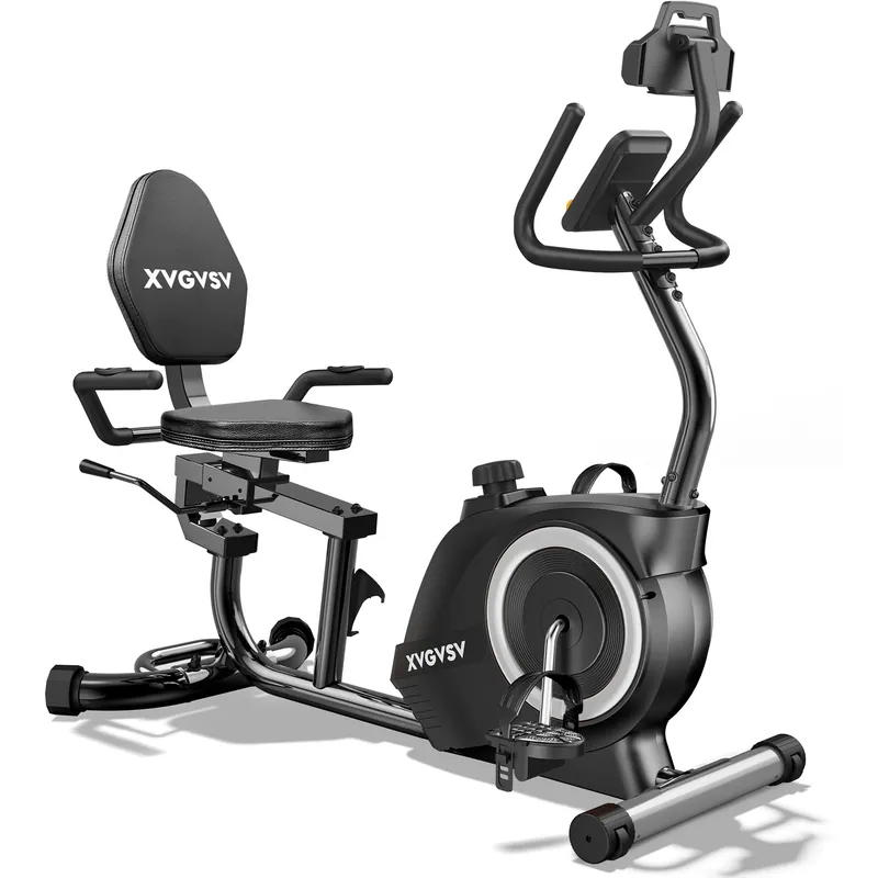 Recumbent Exercise Bike for Home Use, Quiet Recumbent Stationary Bikes for Adults & Seniors, 16-Level Resistance, Adjustable Seat, Supports 400LB, Pulse Sensors & LCD Display