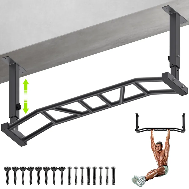 Kipika 48" Ceiling Mounted Pull Up Bar, Heavy Duty Multi-Grip Chin Up Bar,Mounted Pull Up Bar,Height Adjustable, Ideal for Home Gym and Strength Training