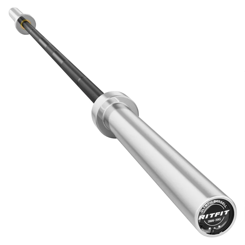 RitFit Elite 7ft Olympic Barbell, Robust 45lb Barbell for Weightlifting and Powerlifting, Superior Olympic Bar with Exceptional 500lbs Load Capacity, Weight Bar for 2” Standard Plates Sliver/Black