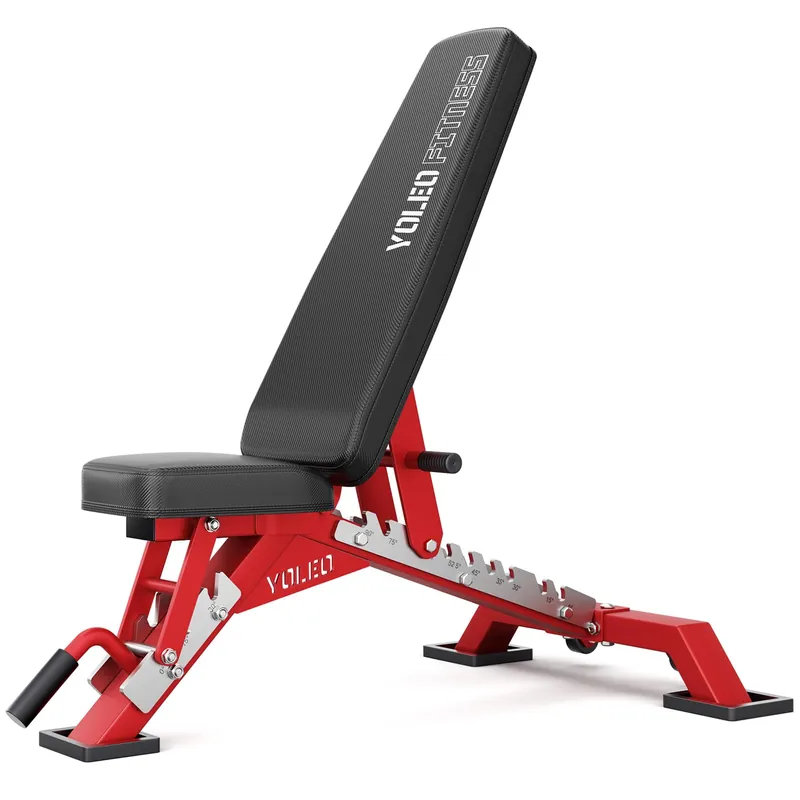 YOLEO Commercial Adjustable Weight Bench 2315LB ASTM Certified – 80% Pre-Assembled Heavy Duty Workout Bench for Home Gym, Decline/Flat/Incline Bench Press, 2.4" Thick Pad & 2 Wheels