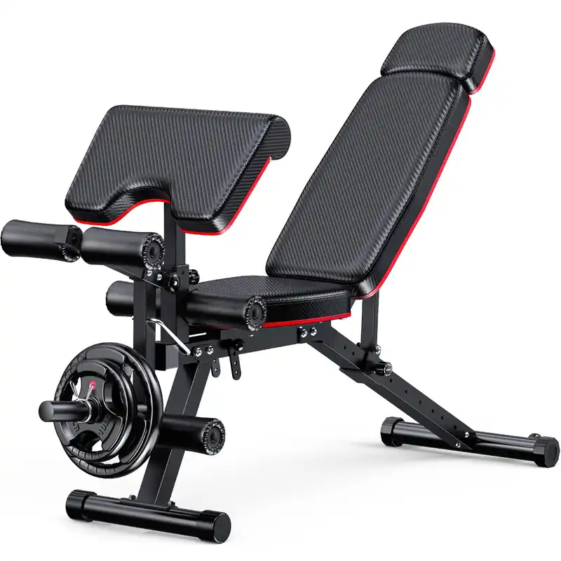 XDDIAS Weight Bench, 900LBS Workout Bench With Leg Extension For Home Gym Equipment, Adjustable Strength Training Bench with Preacher Curl Pad And Extended Headrest, Bench For Full Body Fitness