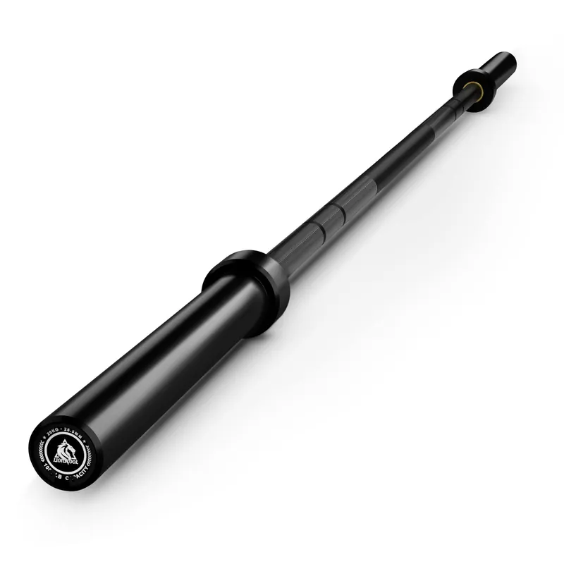 LIONSCOOL 7ft Olympic Barbell (Black E-coating, 1000LBS, No Center Knurl)
