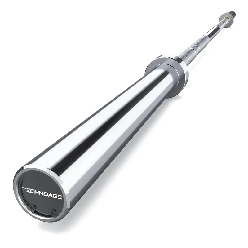 TECHNOAGE 7FT Olympic Barbell, 40LB Olympic Weight Bar with 2-Inch Sleeves, 700LB Capacity Alloy Steel Weight Lifting Bar for Squat, Bench Press, Deadlift, Strength Training, Home Gym, Sliver