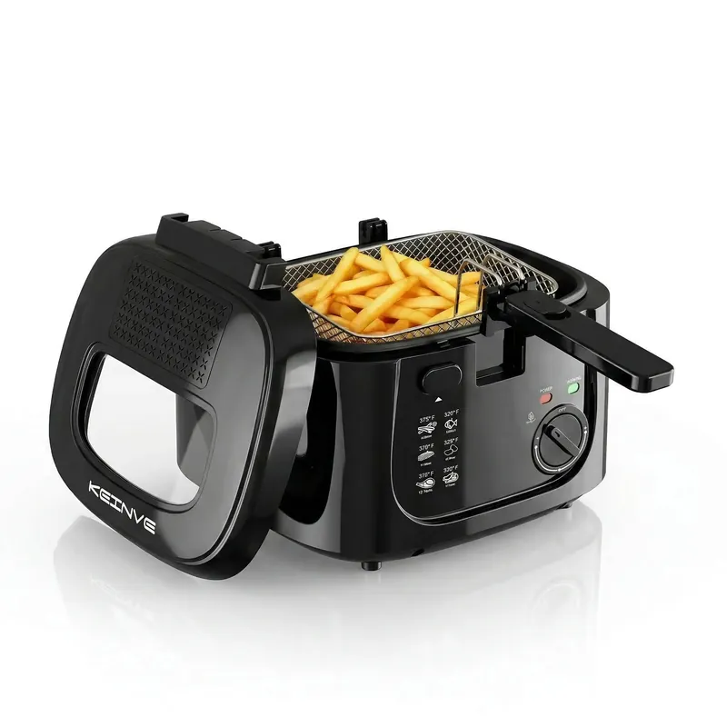 1600W Electric Deep Fryer with Adjustable Temperature Control, 84.54oz Non-Stick