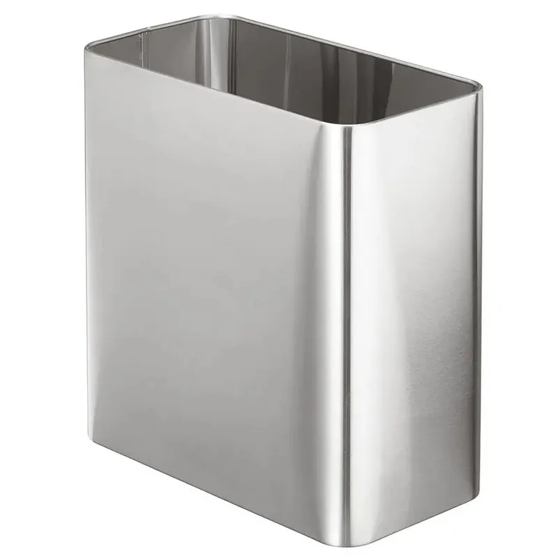 Stainless Steel Slim Rectangular Modern Metal 2.6 Gallon 10 Liter Trash Can Wastebasket