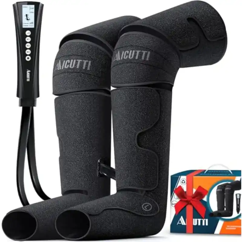 Air Compression Leg and Foot Massager with Heat Relief for Circulation