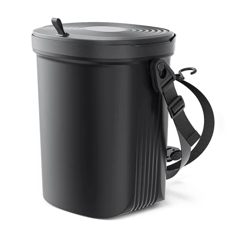 Leakproof Silicone Car Trash Can with Lid, 2 Gallon Garbage Bin for Sedan