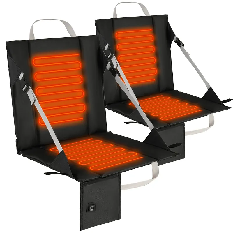 2PCS Heated Stadium Seat for Bleachers with Back and Cushion 3 Gear Heating