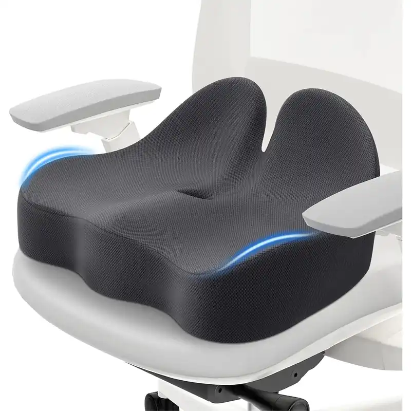 Memory Foam Seat Cushion for Office Chair, Ergonomic Curved Design for Sciatica