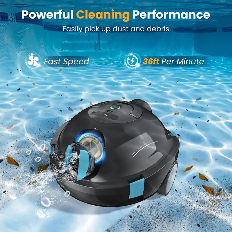INSE Y10 Cordless Robotic Pool Cleaner, 90 Mins Runtime, Self-Parking