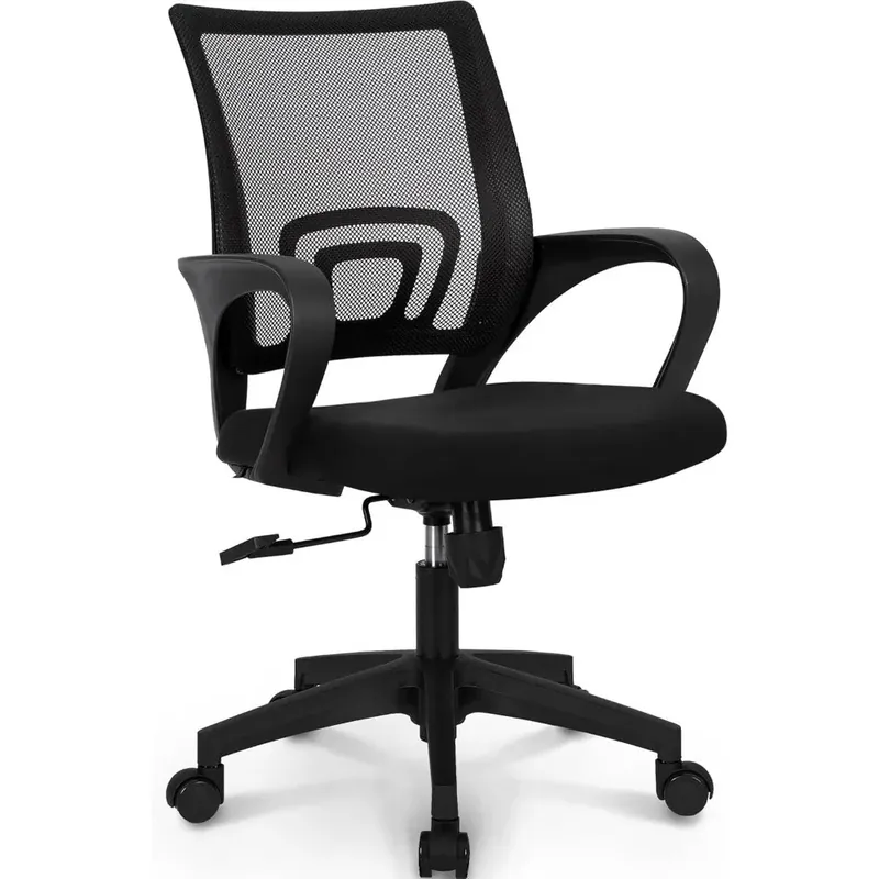Black Mesh Gaming Office Chair Mid Back Lumbar Support Adjustable Height Swive