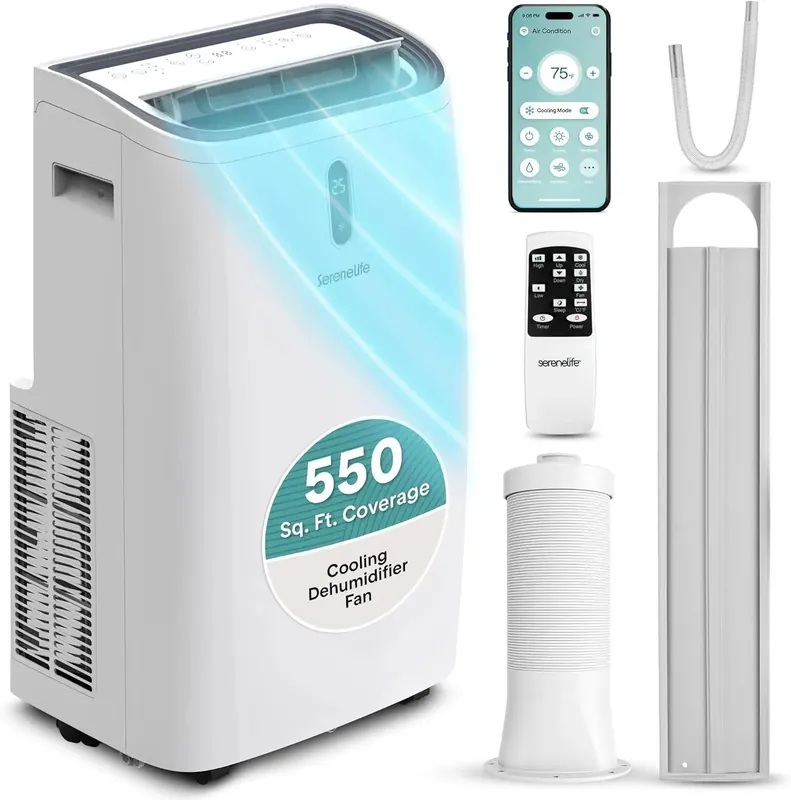 Portable 14000 BTU Air Cooler for Rooms up to 550 sq ft, 3-in-1 Fan