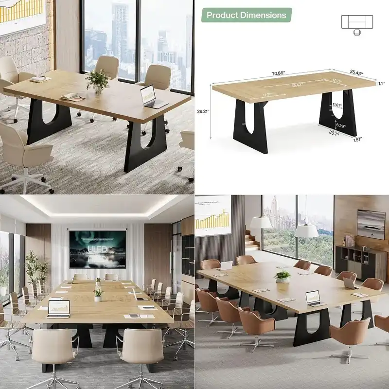 5FT Small Conference Table for 4 to 6, Modern Meeting Table with Strong Metal Frame for Office