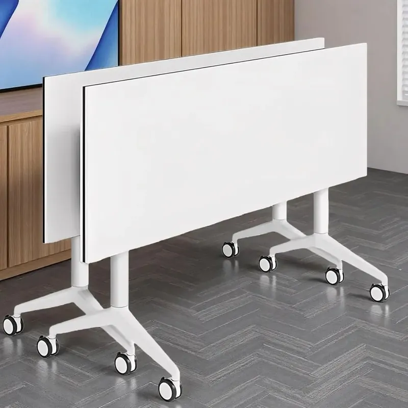 Large Meeting Podcast Table, 47.3 L x 23.6 W x 29.5 H, Wooden Training Table with Metal Legs for Office