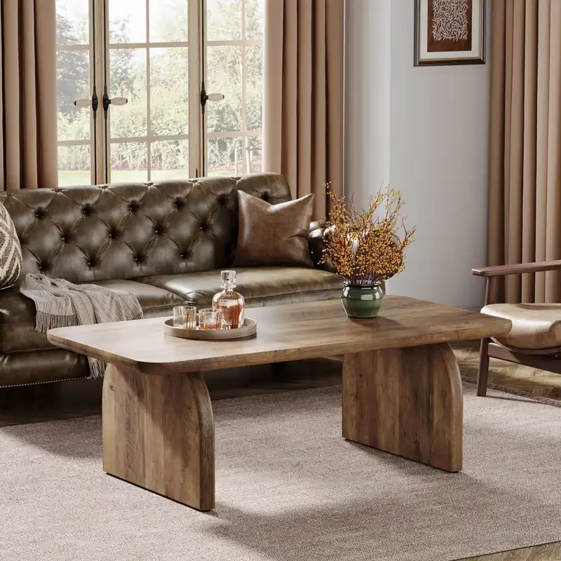 Tribesigns Farmhouse Rectangular Coffee Table, 47.24-Inch w/ Sturdy Base