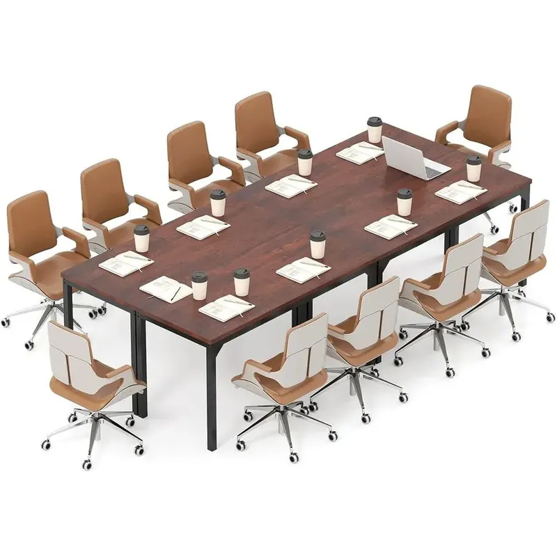 4-Person Meeting Room Table Large Tabletop, Heavy-Duty Metal, Multifunctional Desk for Home, Office,