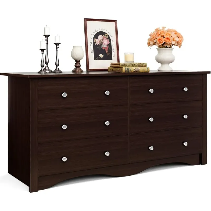 JUMMICO Dresser for Bedroom, 6 Wood Dresser Drawers For Bedroom