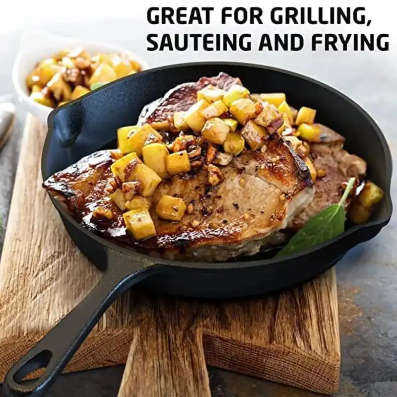 Cast Iron Skillet – Pre-Seasoned Non-Stick Frying Pan for Gas, Electric