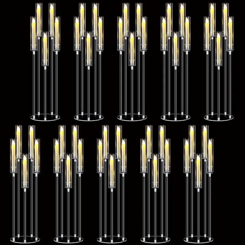 8Sets Acrylic Candelabra Centerpieces for Wedding with LED Candles