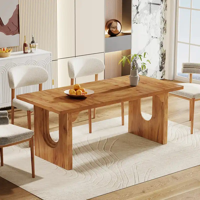 Tribesigns Modern Dining Table for 6 to 8 People, 71" Large Kitchen Dining Table with Wood