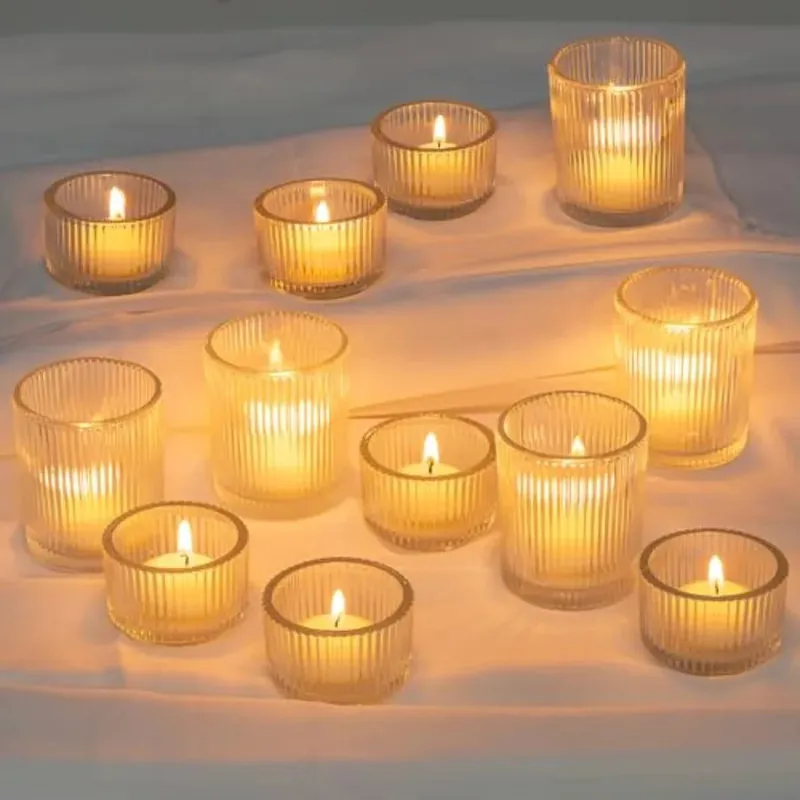 Candle Holders in Bulk, Ribbed Vintage Candle Holder Set of 24, Decorative T