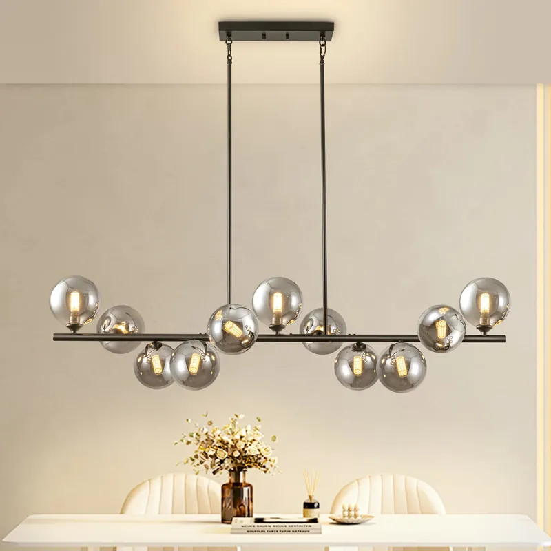 11-Light Linear Chandelier Bubble Chandelier Height Adjustable Chandeliers for Dining