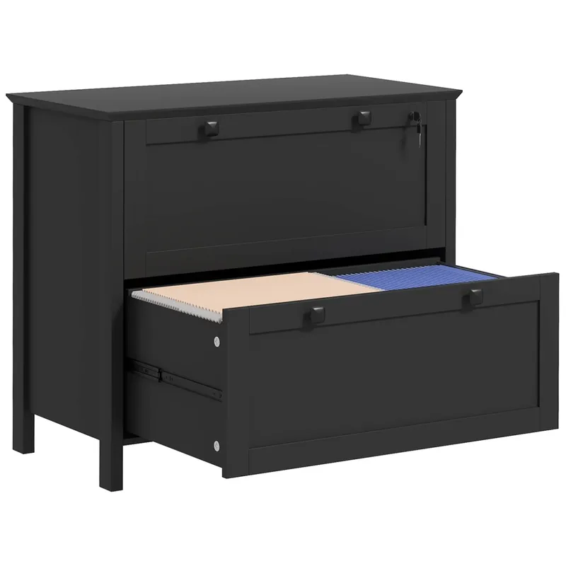 Lateral File Cabinet, 2 Drawer Filing Cabinet with Adjustable Hanging Bar for Letter