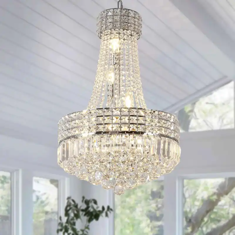 Crystal Chandeliers Light Fixture,6-Light Empire Style K9 Crystal Chandeliers