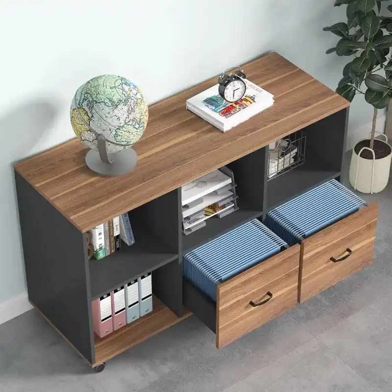 Tribesigns 2 Drawers Lateral File Cabinets Home Office 47inch Mobile Wood Filing Cabinet