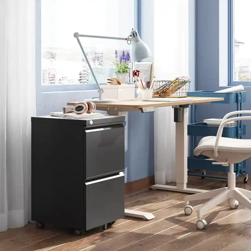 GALAXHERO 2 Drawer Metal File Cabinet Under Desk with Lock Space Saving