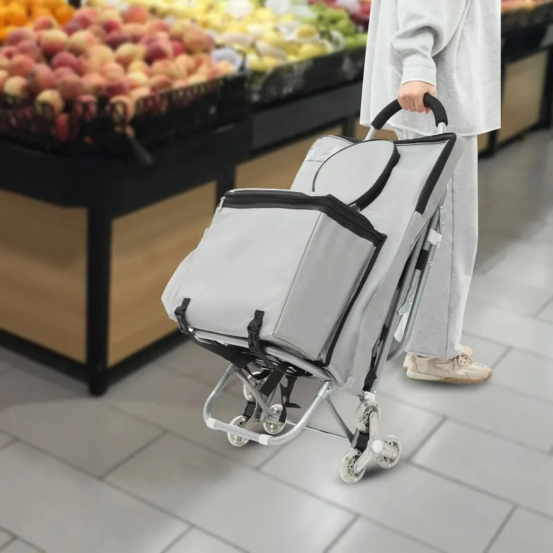 Silver Steel Oxford Cloth Multifunctional Sketch Easel Trolley Folding Three-wheeled Painting Chair Outdoor Mobile Art Tool Cart