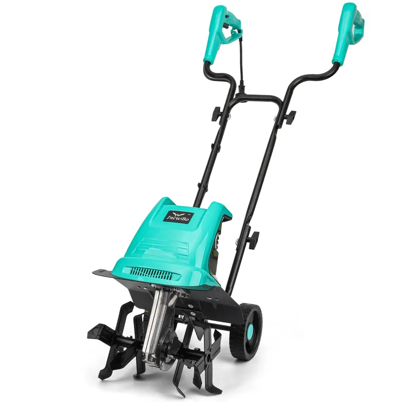 IncwBo 13.5 Amp 12 Inch Electric Tiller/Cultivator with 4 Steel Tines, 8‘‘ Tilling Depth Small Garden Tiller for Gardening, Corded Rototiller with Adjustable Wheels