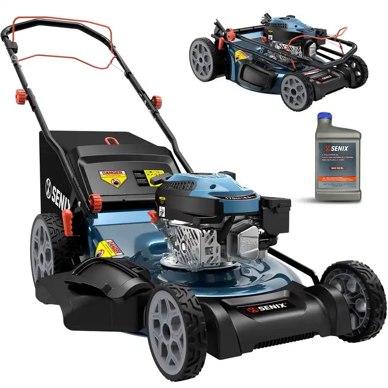 SENIX Gas Lawn Mower, 22" Self Propelled Gas Powered Lawnmower with 170cc OHV 4-Cycle Engine, 3-in-1 Walk-Behind Push Lawn Mower, 6-Position Height Adjustment