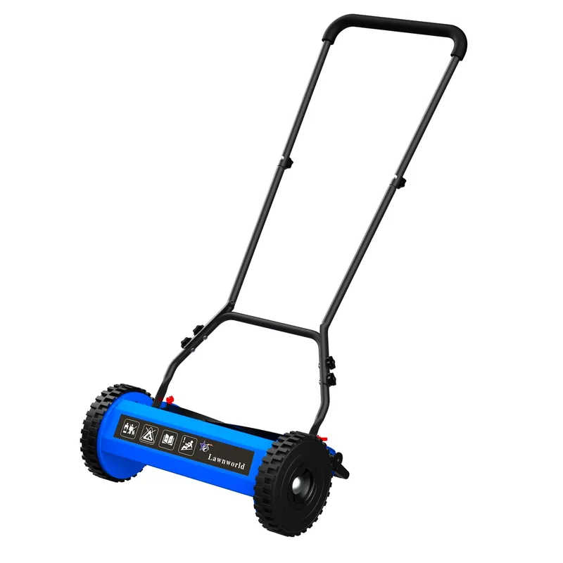 Lawnworld 14-Inch Reel Lawn Mower with Tool-Free Blade Adjustment, 5-Blade Manual Push Lawn Mower, 5-Position Height Adjustable Hand Push Reel Mower for Small Yards