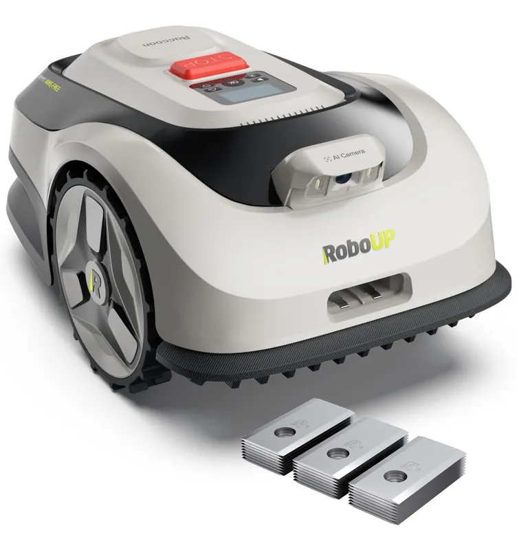 RoboUP Raccoon 2 SE Robot Mower with 24Pcs Blades, Auto Mapping Robotic Lawnmower for 0.15 Acre with APP Control, Vision Navigation with AI Obstacle Avoidance, Ideal Robot Mower for Small Lawns