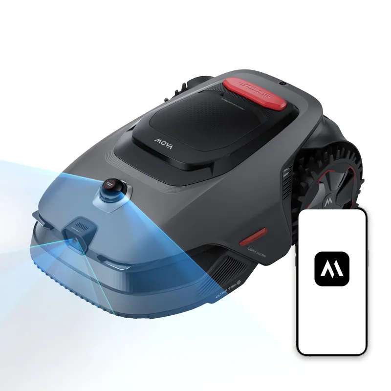 MOVA LiDAX Ultra 1000 Robot Lawn Mower Wire Free for 1/4 Acre, RTK-Free+360° 3D LiDAR+AI Vision Auto Mapping, Zero-Edge Cutting, Cutting Height 1.2"-3.9", 45% Slope, Up to 150 Managed Zones Dual Maps